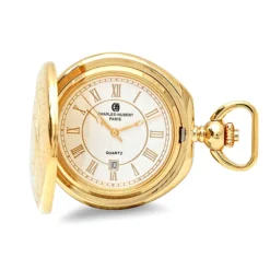 Gold Quartz Charles Hubert Pocket Watch & Chain #3781