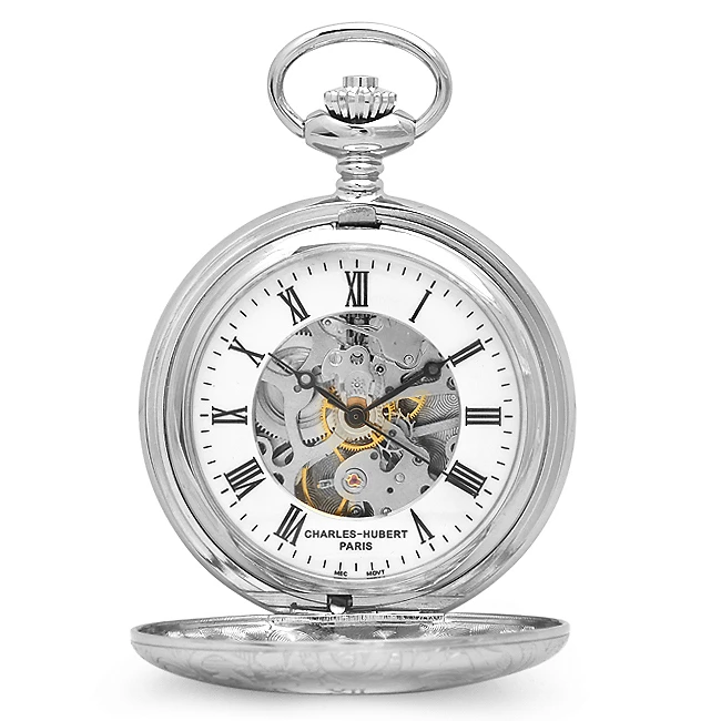 Silver Mechanical Charles Hubert Pocket Watch And Chain ` 1 Silver Mechanical Charles Hubert Pocket Watch And Chain `