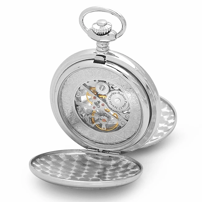 Silver Mechanical Charles Hubert Pocket Watch And Chain ` 4 Silver Mechanical Charles Hubert Pocket Watch And Chain ` - Image 4
