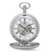 Polished Silver Mechanical Pocket Watch & Chain By Charles Hubert #3537