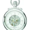 Silver Open-Faced Charles Hubert Pocket Watch & Chain #3903-W