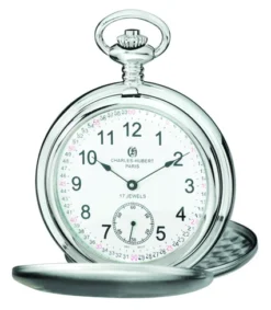 Silver Charles Hubert Pocket Watch & Chain #3907-WRR