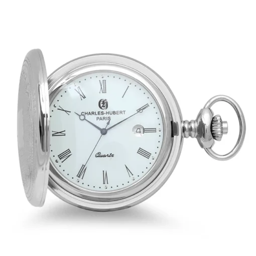 Engraved Quartz Charles Hubert Pocket Watch & Chain #354` -Deals Zippo Gifts Store polished silver quartz pocket watch chain by charles hubert 3544 97