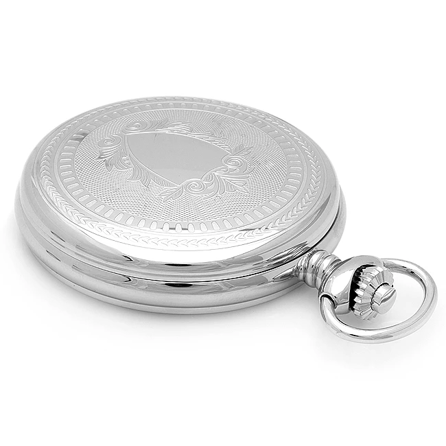 Personalized Silver Quartz Charles Hubert Pocket Watch & Chain #3599-W 2 Personalized Silver Quartz Charles Hubert Pocket Watch & Chain #3599-W - Image 2