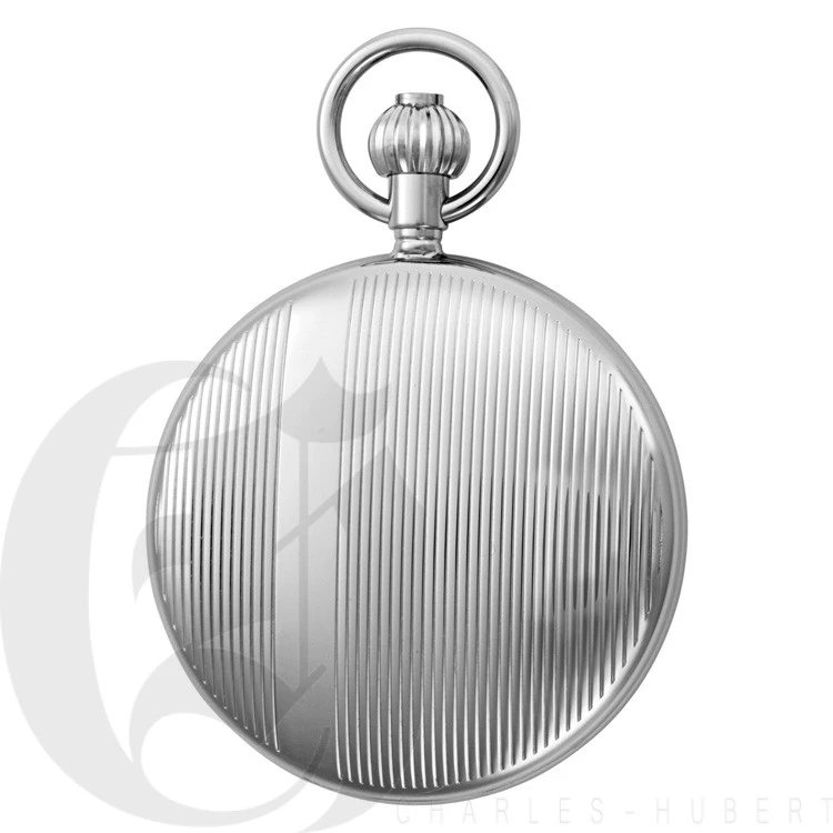 Silver Quartz Charles Hubert Pocket Watch & Chain #3817 3 Silver Quartz Charles Hubert Pocket Watch & Chain #3817 - Image 3