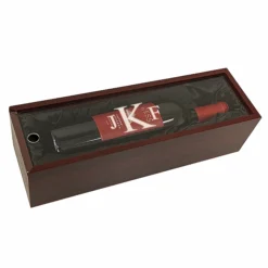 Roman Monogram Single Bottle Wine Presentation Box With See-Through Lid