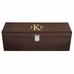 Roman Monogram Single Bottle Wine Presentation Box Wit`
