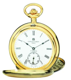Satin Gold Charles Hubert Pocket Watch & Chain #3908-GR