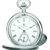 Satin Silver Charles Hubert Pocket Watch & Chain #3908-W`