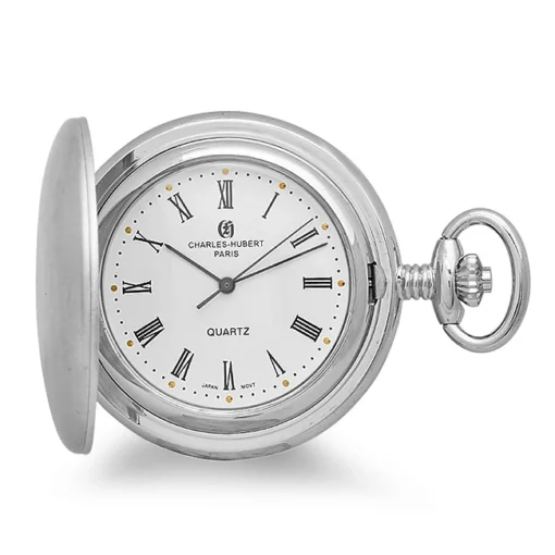 Engraved Silver Quartz Charles Hubert Pocket Watch & Chain #3611 -Deals Zippo Gifts Store satin silver quartz pocket watch chain by charles hubert 3611 80