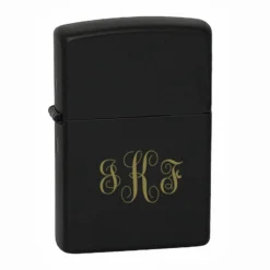 Script Monogram Black Matte Zippo Lighter