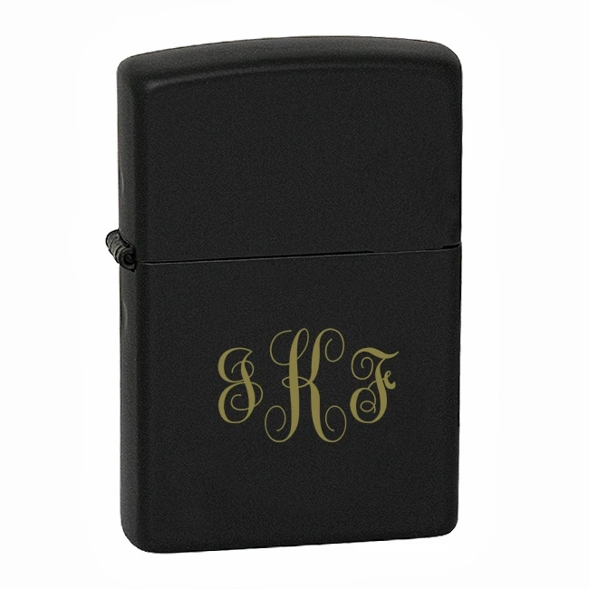 Script Monogram Black Matte Zippo Lighter 1 Script Monogram Black Matte Zippo Lighter