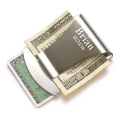 Engraved Metal Money Clip & Credit Card Holder - Silver