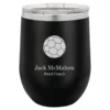 Soccer Themed 12 Ounce Black Personalized Stemless Wine Glass
