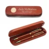 Soccer Themed Laser Engraved Cherrywood Double Pen And B`