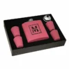 Split Monogram Pink Flask & Shot Cups Gift Set - Free Engraving