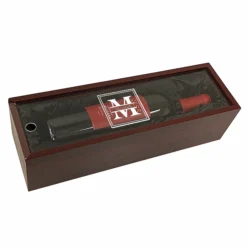 Split Monogram Single Bottle Wine Presentation Box With See-Through Lid