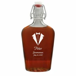 Tuxedo Theme 17 Oz Vintage Glass Flask