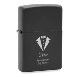 Tuxedo Theme Black Matte Engravable Zippo Lighter