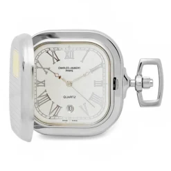 Engravable Quartz Charles Hubert Pocket Watch & Chain #3555