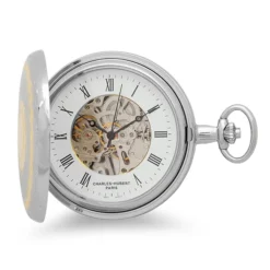 Two Tone Mechanical Charles Hubert Pocket Watch And Chain #3711