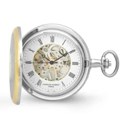 Two Tone Mechanical Charles Hubert Pocket Watch & Chain #3859