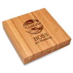 World S Best Boss Bamboo Cheese Set With Tools