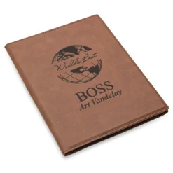 World S Best Boss Brown Leatherette Mini Portfolio