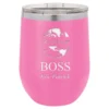 World S Best Boss Personalized 12 Ounce Pink Insulated Stemless Wine Glass