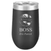 World S Best Boss Personalized 16 Ounce Black Insulated Stemless Wine Glass