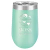 World S Best Boss Personalized 16 Ounce Teal Insulated Stemless Wine Glass