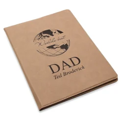 World S Best Dad Brown Leatherette Portfolio & Pad Holder