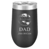World S Best Dad Personalized 16 Ounce Black Insulated Stemless Wine Glass