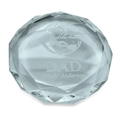 World S Best Dad Round Glass Paperweight